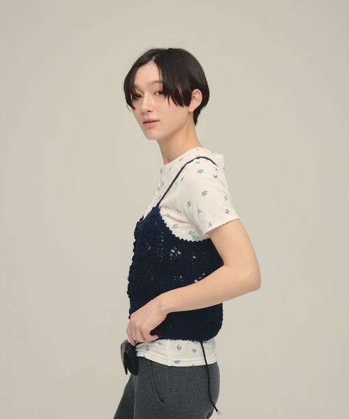 eL(エル)の「【eL】Hand Knit Cami/646192(キャミソール・レディース・ネイビー/アイボリー・FREE)」の13枚目の写真