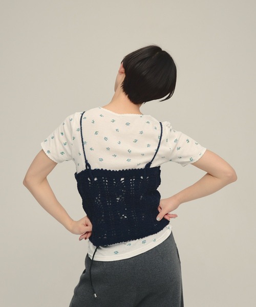 eL(エル)の「【eL】Hand Knit Cami/646192(キャミソール・レディース・ネイビー/アイボリー・FREE)」の14枚目の写真