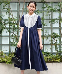 洗える | レース 切り替え フレア シャツワンピース | ワンピース・夏ワンピース・ロングワンピース・リゾートワンピース・デザインワンピース・レースワンピース・フレアスカート