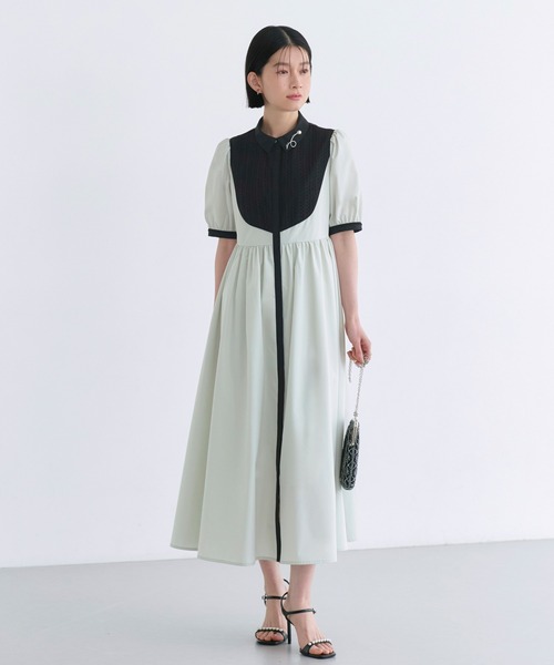 RUIRUE BOUTIQUE（ルイルエブティック）の「洗える ｜ レース 切り替え フレア シャツワンピース ｜ ワンピース・夏ワンピース・ロングワンピース・リゾートワンピース・デザインワンピース・レースワンピース・フレアスカート（シャツワンピース・レディース・ライトグレー系1/オフホワイト/ネイビー系1・S/M/L）」の12枚目の写真