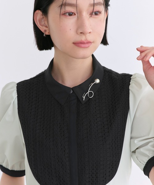 RUIRUE BOUTIQUE（ルイルエブティック）の「洗える ｜ レース 切り替え フレア シャツワンピース ｜ ワンピース・夏ワンピース・ロングワンピース・リゾートワンピース・デザインワンピース・レースワンピース・フレアスカート（シャツワンピース・レディース・ライトグレー系1/オフホワイト/ネイビー系1・S/M/L）」の13枚目の写真