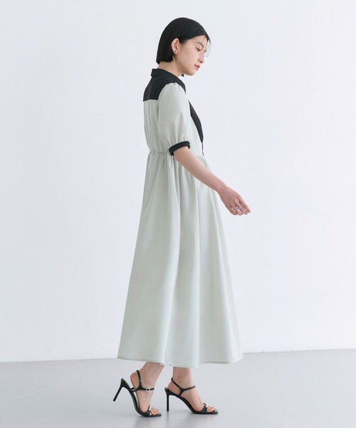 RUIRUE BOUTIQUE（ルイルエブティック）の「洗える ｜ レース 切り替え フレア シャツワンピース ｜ ワンピース・夏ワンピース・ロングワンピース・リゾートワンピース・デザインワンピース・レースワンピース・フレアスカート（シャツワンピース・レディース・ライトグレー系1/オフホワイト/ネイビー系1・S/M/L）」の15枚目の写真