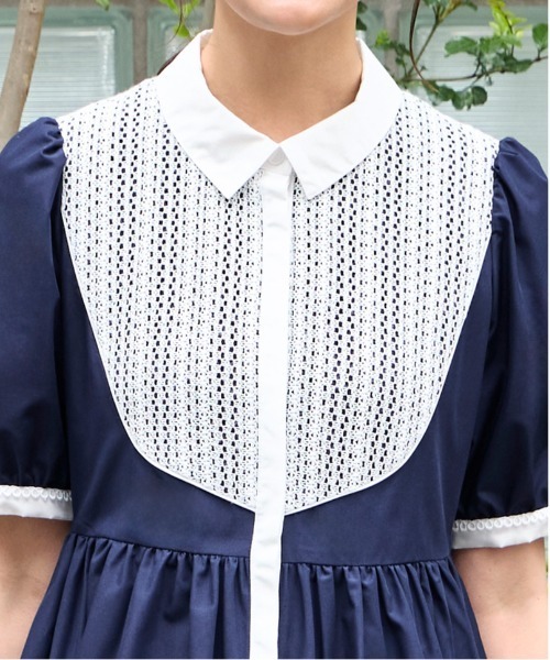 RUIRUE BOUTIQUE（ルイルエブティック）の「洗える ｜ レース 切り替え フレア シャツワンピース ｜ ワンピース・夏ワンピース・ロングワンピース・リゾートワンピース・デザインワンピース・レースワンピース・フレアスカート（シャツワンピース・レディース・ライトグレー系1/オフホワイト/ネイビー系1・S/M/L）」の17枚目の写真