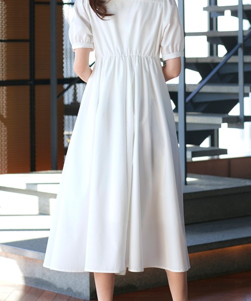 RUIRUE BOUTIQUE（ルイルエブティック）の「洗える ｜ レース 切り替え フレア シャツワンピース ｜ ワンピース・夏ワンピース・ロングワンピース・リゾートワンピース・デザインワンピース・レースワンピース・フレアスカート（シャツワンピース・レディース・ライトグレー系1/オフホワイト/ネイビー系1・S/M/L）」の22枚目の写真