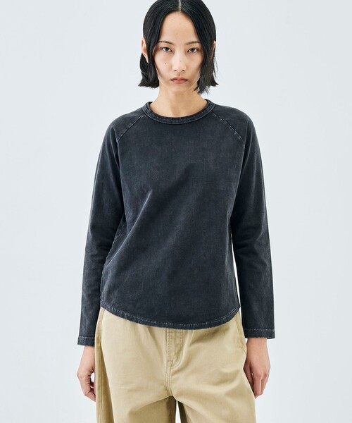 EDITION(エディション)の「コットンガーメントダイ ロングスリーブプルオーバー(Tシャツ/カットソー・レディース・レッド系その他/ブラック・FREE)」の4枚目の写真