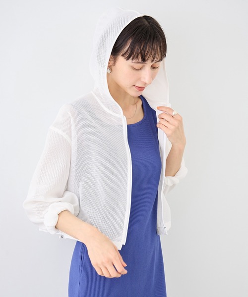 ROPE' PICNIC（ロペピクニック）の「絡み織フーディージップブルゾン（ブルゾン・レディース・オフホワイト/ブラック・FREE）」の22枚目の写真