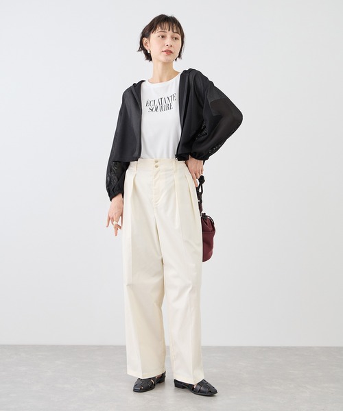 ROPE' PICNIC（ロペピクニック）の「絡み織フーディージップブルゾン（ブルゾン・レディース・オフホワイト/ブラック・FREE）」の3枚目の写真