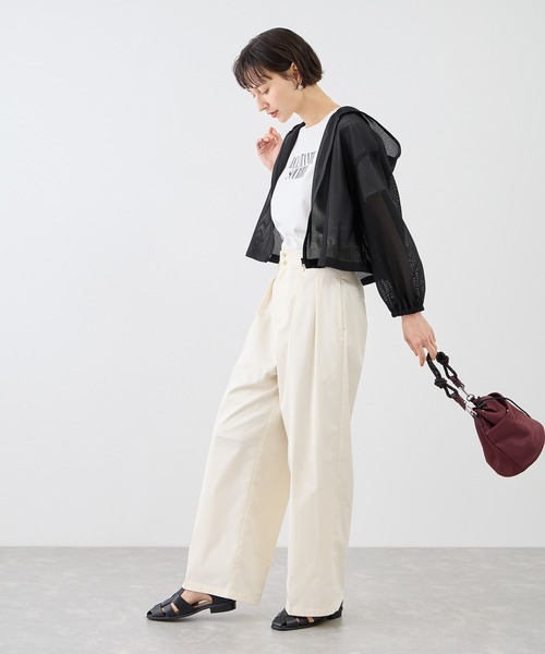 ROPE' PICNIC（ロペピクニック）の「絡み織フーディージップブルゾン（ブルゾン・レディース・オフホワイト/ブラック・FREE）」の4枚目の写真