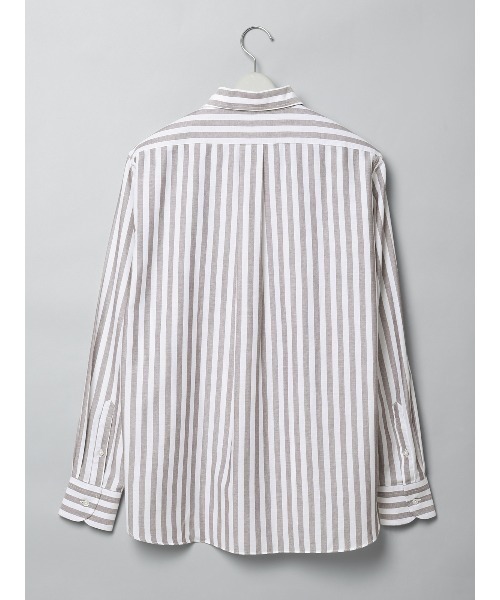 GOOVI(グービ)の「GOOVI/ワンピースカラーシャツ/長袖/ICE COTTON/ストライプ(シャツ/ブラウス・メンズ・ネイビー/ブラウン・3/2/1)」の13枚目の写真