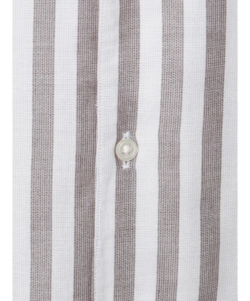 GOOVI(グービ)の「GOOVI/ワンピースカラーシャツ/長袖/ICE COTTON/ストライプ(シャツ/ブラウス・メンズ・ネイビー/ブラウン・3/2/1)」の3枚目の写真