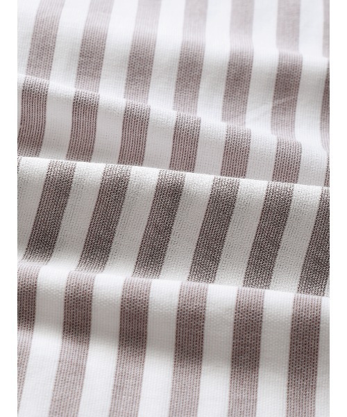 GOOVI(グービ)の「GOOVI/ワンピースカラーシャツ/長袖/ICE COTTON/ストライプ(シャツ/ブラウス・メンズ・ネイビー/ブラウン・3/2/1)」の5枚目の写真