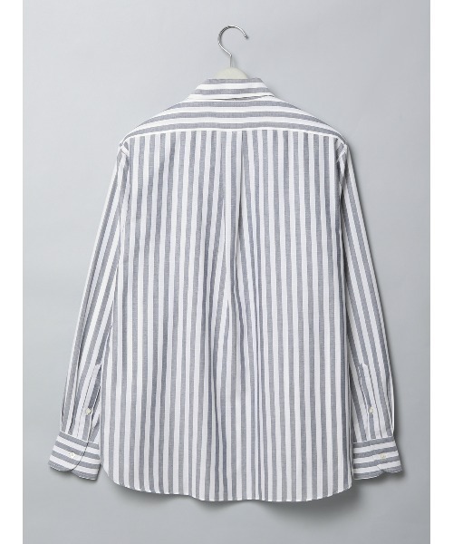 GOOVI(グービ)の「GOOVI/ワンピースカラーシャツ/長袖/ICE COTTON/ストライプ(シャツ/ブラウス・メンズ・ネイビー/ブラウン・3/2/1)」の6枚目の写真