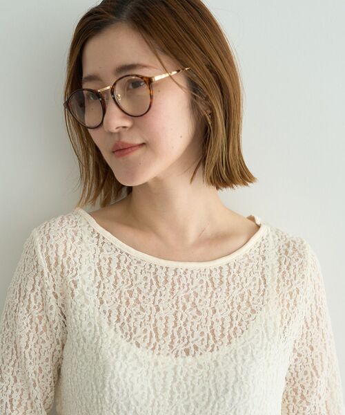 YECCA VECCA（イェッカヴェッカ）の「5分袖レースシアートップス（Tシャツ/カットソー・レディース・ブラック/アイボリー・FREE）」の3枚目の写真
