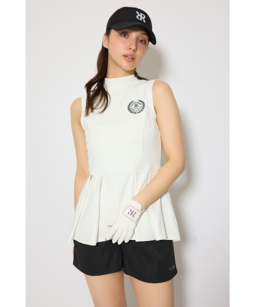 RIENDA GOLF(リエンダゴルフ)の「【RIENDA GOLF 一部店舗・WEB限定】バックリボンペプラムトップス(Tシャツ/カットソー・レディース・ブラック/ホワイト・SMALL/MEDIUM)」の2枚目の写真