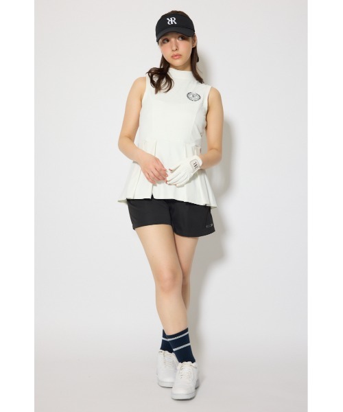 RIENDA GOLF(リエンダゴルフ)の「【RIENDA GOLF 一部店舗・WEB限定】バックリボンペプラムトップス(Tシャツ/カットソー・レディース・ブラック/ホワイト・SMALL/MEDIUM)」の3枚目の写真