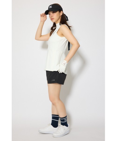 RIENDA GOLF(リエンダゴルフ)の「【RIENDA GOLF 一部店舗・WEB限定】バックリボンペプラムトップス(Tシャツ/カットソー・レディース・ブラック/ホワイト・SMALL/MEDIUM)」の4枚目の写真