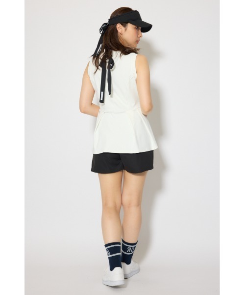 RIENDA GOLF(リエンダゴルフ)の「【RIENDA GOLF 一部店舗・WEB限定】バックリボンペプラムトップス(Tシャツ/カットソー・レディース・ブラック/ホワイト・SMALL/MEDIUM)」の5枚目の写真