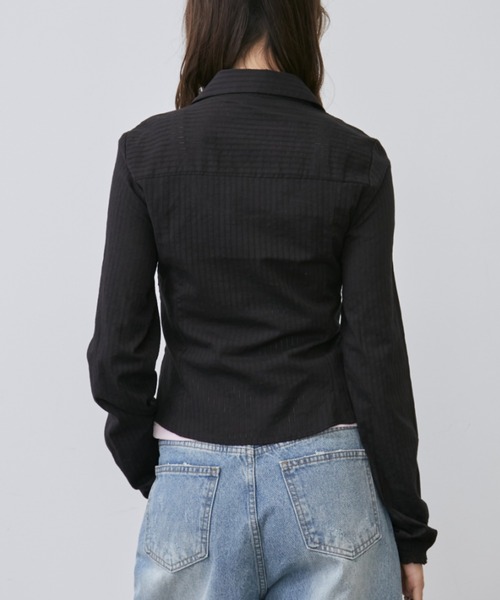 Rohwel(ローウェル)の「Lace Shirring Gather Shirt / レースシャーリングギャザーシャツ(シャツ/ブラウス・レディース・ホワイト/ブラック・FREE)」の6枚目の写真