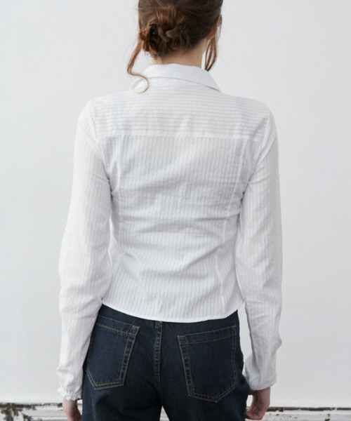 Rohwel(ローウェル)の「Lace Shirring Gather Shirt / レースシャーリングギャザーシャツ(シャツ/ブラウス・レディース・ホワイト/ブラック・FREE)」の19枚目の写真