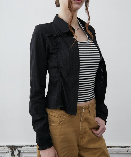 Rohwel(ローウェル)の「Lace Shirring Gather Shirt / レースシャーリングギャザーシャツ(シャツ/ブラウス・レディース・ホワイト/ブラック・FREE)」の11枚目の写真