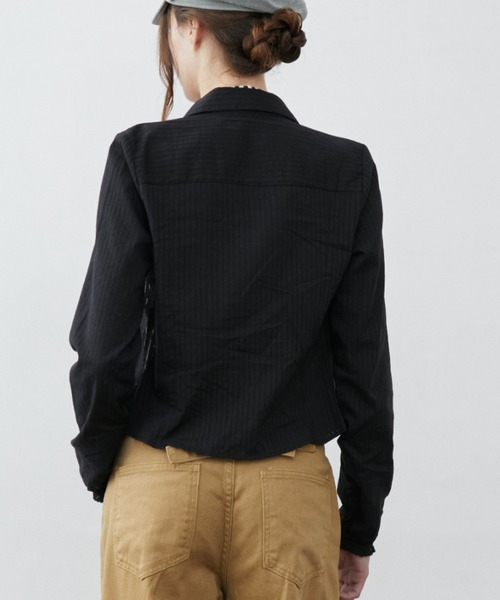 Rohwel(ローウェル)の「Lace Shirring Gather Shirt / レースシャーリングギャザーシャツ(シャツ/ブラウス・レディース・ホワイト/ブラック・FREE)」の14枚目の写真