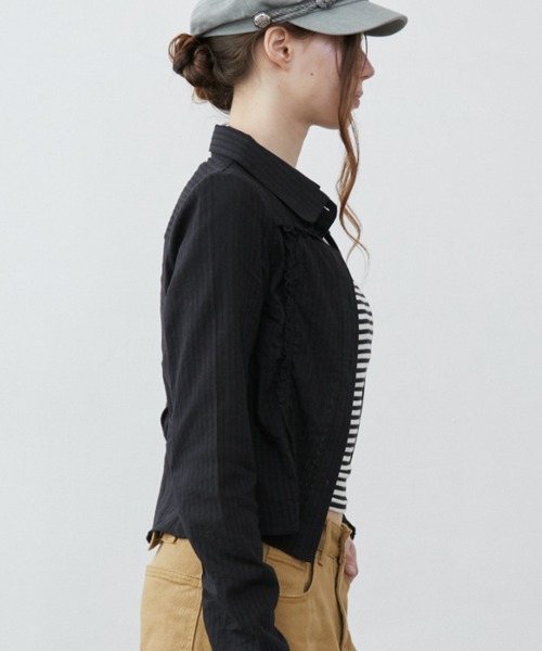 Rohwel(ローウェル)の「Lace Shirring Gather Shirt / レースシャーリングギャザーシャツ(シャツ/ブラウス・レディース・ホワイト/ブラック・FREE)」の13枚目の写真