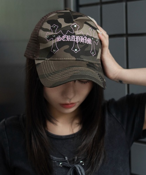 WEGO（ウィゴー）の「WEGO/【26春夏新作】クロススタッズメッシュキャップ（キャップ・レディース・その他1/ブラック/ブラウン・FREE）」の3枚目の写真