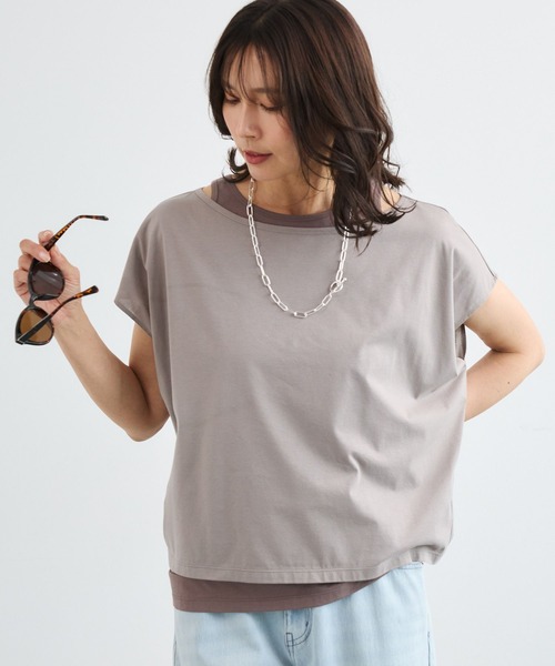BARNYARDSTORM(バンヤードストーム)の「BARNYARDSTORM / レイヤードゆるTシャツ/マシンウォッシャブル(Tシャツ/カットソー・レディース・ホワイト/グレー系その他・FREE)」の11枚目の写真