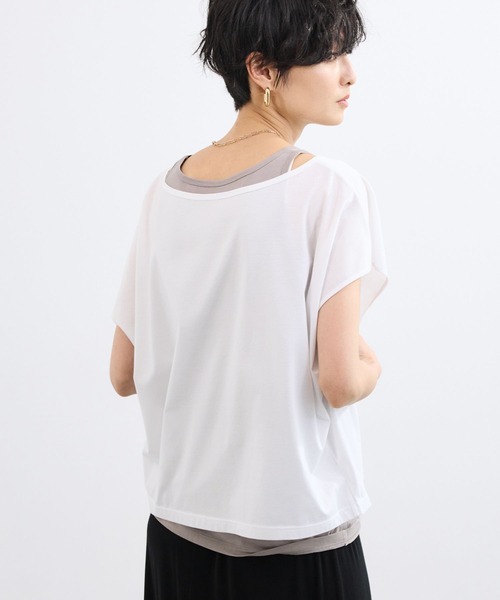 BARNYARDSTORM(バンヤードストーム)の「BARNYARDSTORM / レイヤードゆるTシャツ/マシンウォッシャブル(Tシャツ/カットソー・レディース・ホワイト/グレー系その他・FREE)」の4枚目の写真