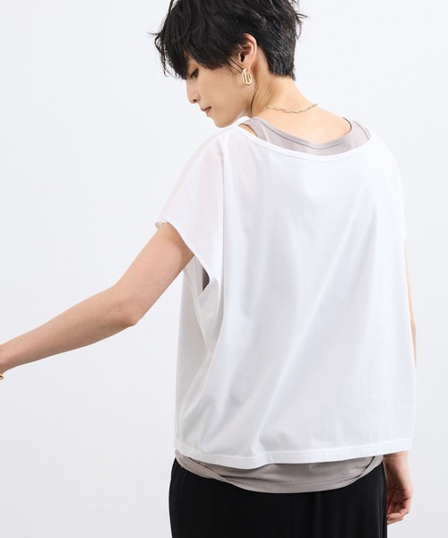 BARNYARDSTORM(バンヤードストーム)の「BARNYARDSTORM / レイヤードゆるTシャツ/マシンウォッシャブル(Tシャツ/カットソー・レディース・ホワイト/グレー系その他・FREE)」の5枚目の写真
