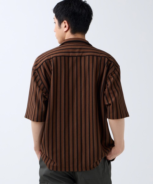 DAWNCE（ダウンス）の「メッシュストライプ半袖シャツ（シャツ/ブラウス・メンズ・ブラック/ブラウン・L/M）」の11枚目の写真