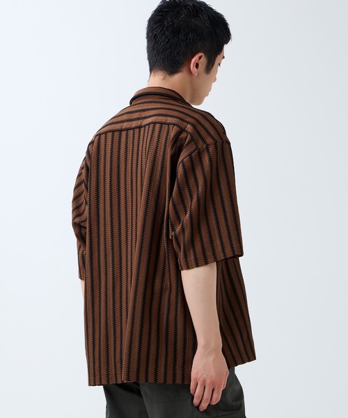 DAWNCE（ダウンス）の「メッシュストライプ半袖シャツ（シャツ/ブラウス・メンズ・ブラック/ブラウン・L/M）」の12枚目の写真