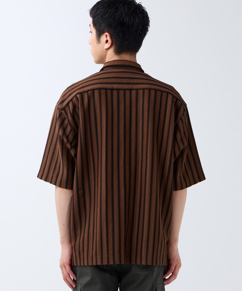 DAWNCE（ダウンス）の「メッシュストライプ半袖シャツ（シャツ/ブラウス・メンズ・ブラック/ブラウン・L/M）」の13枚目の写真