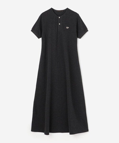 SCYE BASICS(サイベーシックス)の「SCYE BASICS | 〈別注〉鹿の子ヘンリーネックワンピース WOMEN(ワンピース・レディース・カーキ/ブラック・38)」の2枚目の写真
