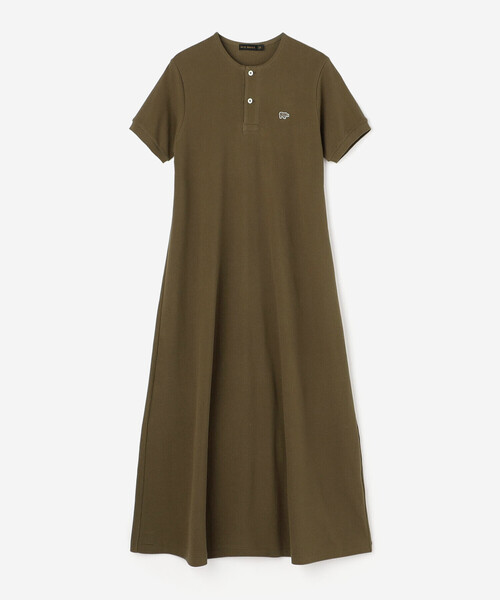 SCYE BASICS(サイベーシックス)の「SCYE BASICS | 〈別注〉鹿の子ヘンリーネックワンピース WOMEN(ワンピース・レディース・カーキ/ブラック・38)」の3枚目の写真