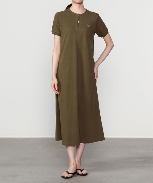 SCYE BASICS(サイベーシックス)の「SCYE BASICS | 〈別注〉鹿の子ヘンリーネックワンピース WOMEN(ワンピース・レディース・カーキ/ブラック・38)」の14枚目の写真