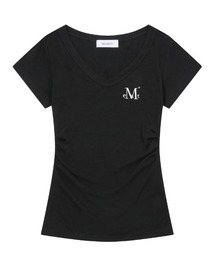 ◇MUCENT◇ブランド直輸入正規品/YATI サイドシャーリング Vネック ハーフT YATI SIDE SHIRRING V-NECK HALF T