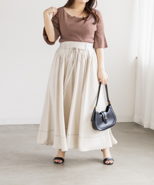 CLETTE（クレット）の「CLETTEオリジナルアシメネックリブニット（ニット/セーター・レディース・ブラウン/パープル/チャコールグレー・4L/3L/LL）」の8枚目の写真