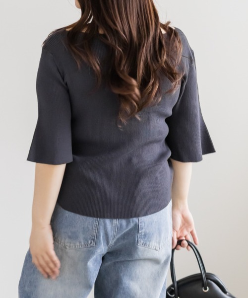 CLETTE（クレット）の「CLETTEオリジナルアシメネックリブニット（ニット/セーター・レディース・ブラウン/パープル/チャコールグレー・4L/3L/LL）」の5枚目の写真