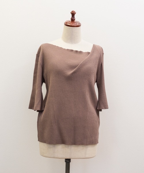 CLETTE（クレット）の「CLETTEオリジナルアシメネックリブニット（ニット/セーター・レディース・ブラウン/パープル/チャコールグレー・4L/3L/LL）」の13枚目の写真