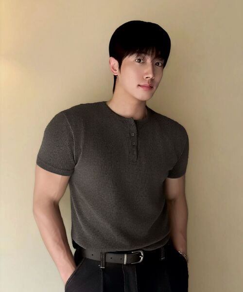SENTAIR（センテア）の「リブドマッスルフィットヘンリーネック半袖Tシャツ _4カラー（Tシャツ/カットソー・メンズ・アイボリー/ブラック/チャコール/グレー・46/48）」の11枚目の写真