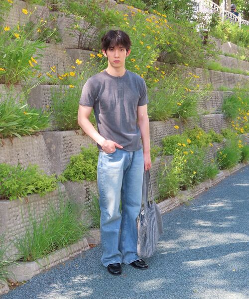 SENTAIR（センテア）の「リブドマッスルフィットヘンリーネック半袖Tシャツ _4カラー（Tシャツ/カットソー・メンズ・アイボリー/ブラック/チャコール/グレー・46/48）」の7枚目の写真