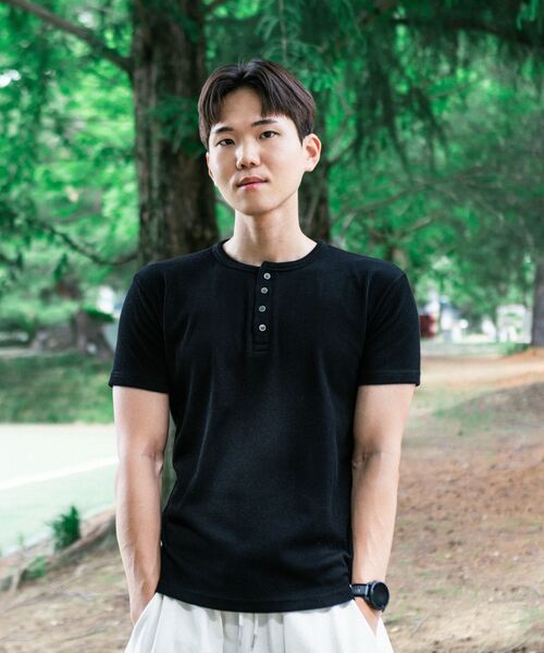 SENTAIR（センテア）の「リブドマッスルフィットヘンリーネック半袖Tシャツ _4カラー（Tシャツ/カットソー・メンズ・アイボリー/ブラック/チャコール/グレー・46/48）」の6枚目の写真