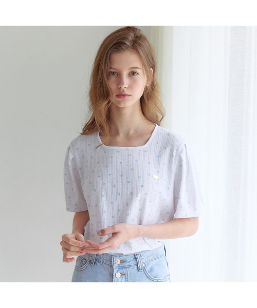 NONLOCAL(ノンローカル)の「パフスリーブネックラインTシャツ - ホワイト(Tシャツ/カットソー・レディース・ホワイト・FREE)」の1枚目の写真