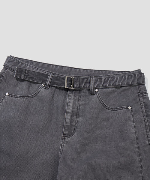 AGOD（エージーオーディー）の「ベルト付きインシジョンコットンバミューダパンツ[チャコール]（その他パンツ・レディース・その他・MEDIUM/LARGE）」の6枚目の写真