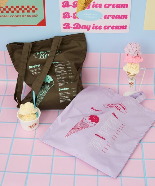 BIRTHDAY BAR(バースデイバー)の「B-DAYアイスクリーム コットントートバック(トートバッグ・レディース・ブラウン/バイオレット・0)」の5枚目の写真