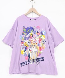 ScoLar(スカラー) レースリボン付き 花ネコ柄Tシャツ
