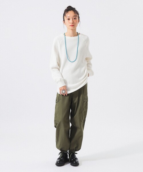 BEAMS BOY(ビームスボーイ)の「ビッグ サーマル ロングスリーブ(Tシャツ/カットソー・レディース・ブラック/オフホワイト/グレー系その他・0/1/2)」の4枚目の写真