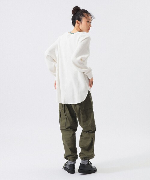 BEAMS BOY(ビームスボーイ)の「ビッグ サーマル ロングスリーブ(Tシャツ/カットソー・レディース・ブラック/オフホワイト/グレー系その他・0/1/2)」の6枚目の写真