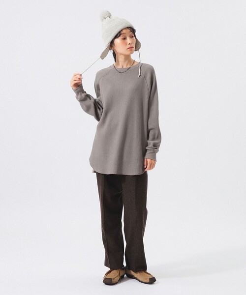 BEAMS BOY(ビームスボーイ)の「ビッグ サーマル ロングスリーブ(Tシャツ/カットソー・レディース・ブラック/オフホワイト/グレー系その他・0/1/2)」の8枚目の写真
